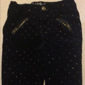 Dark blue cords with gold stars, size 6x